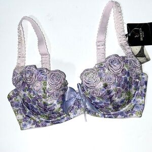 NWT Bradelis New York Magic Bra Size 30D Lavender Floral Lace Sexy Underwire